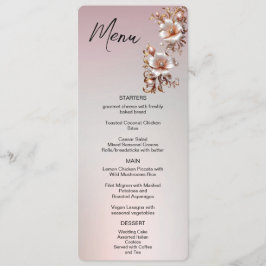 Menú floral rosa decorativo
