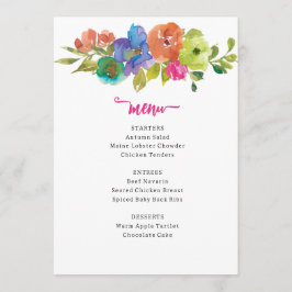 Menú Floral rosa y Naranja brillante