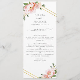Menú Floral Rubor Gold Mint Green Wedding Recepción