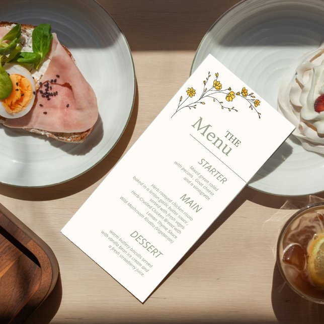 Menú Floral Vintage Amarillo Elegante Verde Rústico (Subido por el creador)