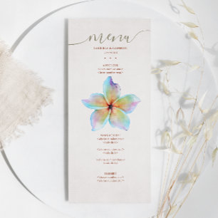 Menú Floral Watercolor Plumeria Terracotta Boda