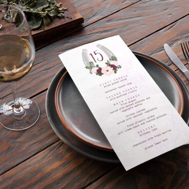 Menú Floral Western Horseshoe Quinceanera (Subido por el creador)