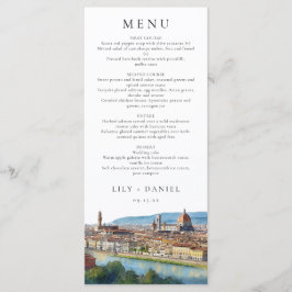 Menú Florence Skyline Watercolor Elegant Wedding