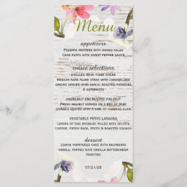 Menú Florencia rosa rústica en madera blanca