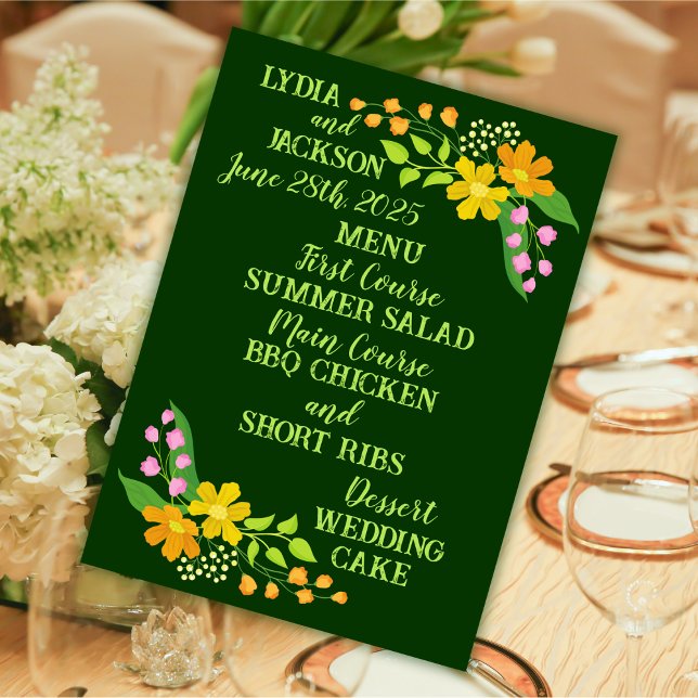Menú Flores brillantes en el más profundo Boda verde (Subido por el creador)