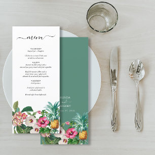 Menú Flores de acuarela tropical y Boda de vegetación