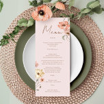 Menú Flores de adormidera islandesas Boho<br><div class="desc">Sumérjase en la belleza etérea de Islandia con nuestro fascinante diseño de cartas de boda botánico de amapola acuarela. Descubra una fusión caprichosa de vibraciones boho y detalles delicados, perfecta para añadir un toque de encanto a su día especial. Nuestro diseño captura la belleza de la naturaleza con una suave...</div>