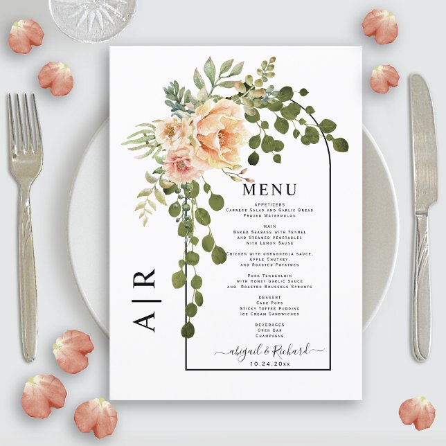 Menú Flores de arca, casamiento de arco y monograma (Subido por el creador)