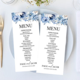 Menú Flores de flores azules deslumbrantes Boda Jardín