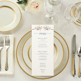 Menú Flores de maíz azules y trigo Boda crema moderna