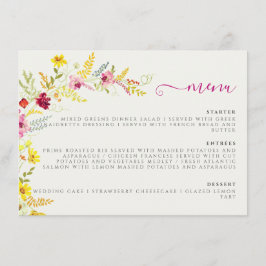 Menú Flores de orquídeas violetas rosadas salvajes Boda