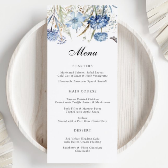 Menú Flores de recepción de boda de Hortensia Azul Polv (Subido por el creador)