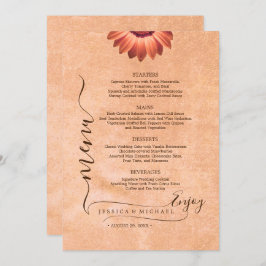 Menú Flores Gerbera en Boda de melocotón abstracto