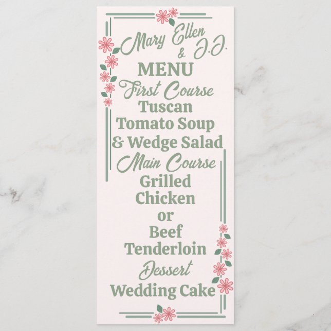 Menú Flores Hartas De La Era De La Depresión (Anverso)