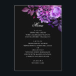 Menú Flores moradas acuarelas. Boda negro floral<br><div class="desc">Menú boda negro con flores moradas acuarelas. Adecuado para cumpleaños,  aniversario y cualquier otro fiesta. Contáctame,  por favor,  si necesitas artículos adicionales.</div>