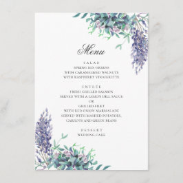 Menú Flores púrpuras. Boda floral de jardín. Lavanda