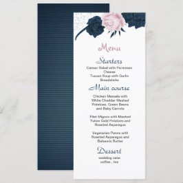 Menú flores rosadas y navales hermosa boda