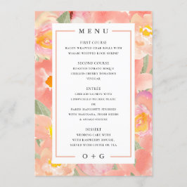 Menú Flores rosas de jardín. Boda de moda de lujo