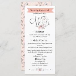 Menú Flores salvajes rusticas Boda rosa botánico