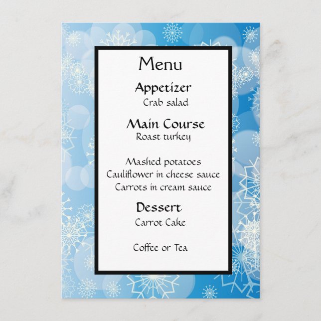 Menú Fondo de copas de nieve (Anverso)