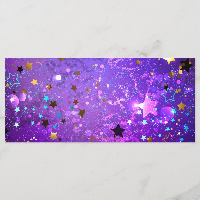 Menú Fondo de Relieve metalizado púrpura con estrellas (Anverso)
