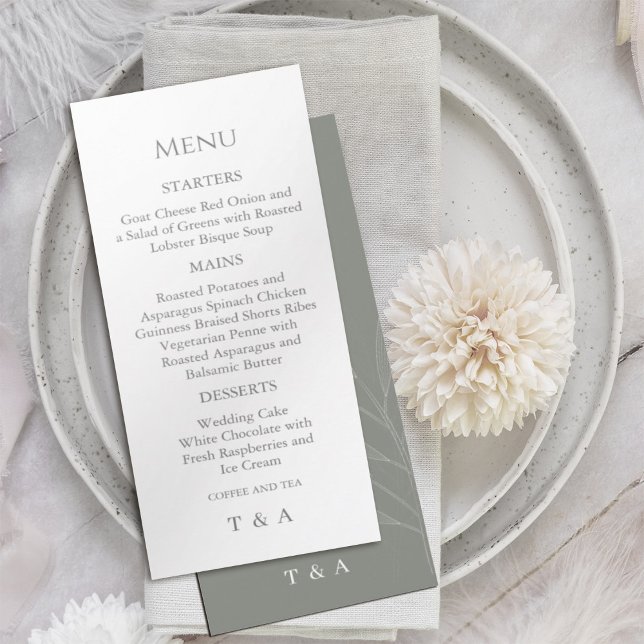 Menú Fondo verde oscuro moderno (#simpleweddingplacesettingmenu #ElegantWedding #formalweddingmenus#sagegreen #simplemenu)