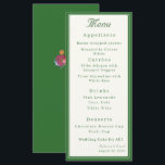 Menú Forest Green Two Hearts Catholic Wedding<br><div class="desc">Design front features a pale-cream background to your customizable text. Heading is displayed in an elegant font in top center. Following the traditional format for a wedding menu, all text is customizable and displayed in a forest-green colored Nuptial font. Entire design is framed by a forest-green and pale-cream border. Reverse...</div>