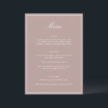 Menú Formal Classic Border Mauve Script Elegant Wedding<br><div class="desc">This formal wedding menu card features an elegant script heading, clean serif typography, and a classic border on a mauve background for a timeless reception look. The structured layout presents each course clearly while adding a refined, cohesive touch to table settings or place settings. Designed to coordinate seamlessly with classic...</div>