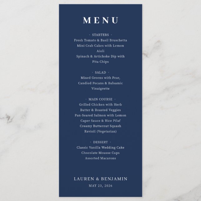 Menú Formal de la Marina Elegante (Anverso)