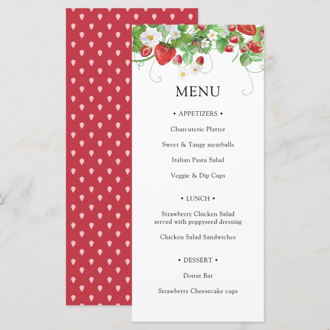 Menú Fresa Berry Sweet Baby Shower (Anverso / Reverso)