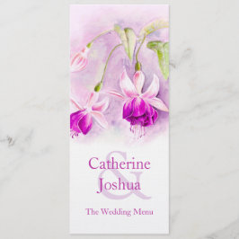 Menú Fuchsia acuarela arte boda púrpura rosa