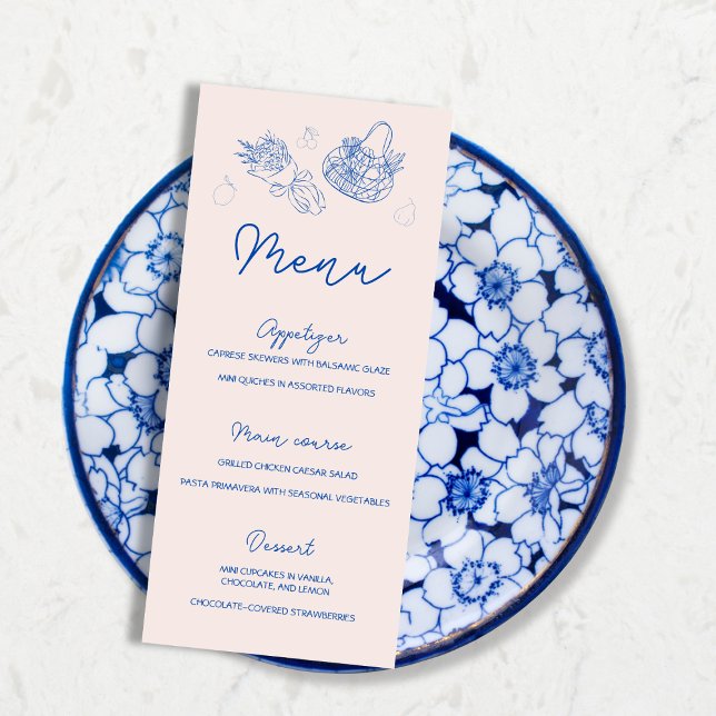 Menú Fuera De La Mano Del Mercado Destitución De N (Menu Off The Market Hand Drawn Bridal Shower)