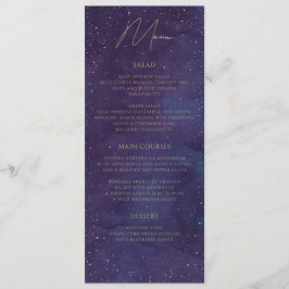 Menú Galaxy Celestial Starry Night Boda Purple Gold