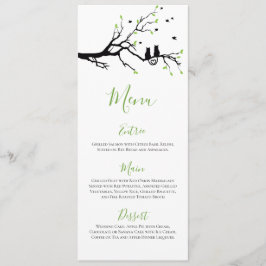 Menú Gatos románticos en la recepción verde y blanca