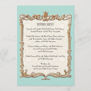 Menú Gatsby Art Deco Nouveau Lace Faux Gold Tulip