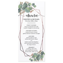 Menú geométrico subió eucalipto del boda del marco