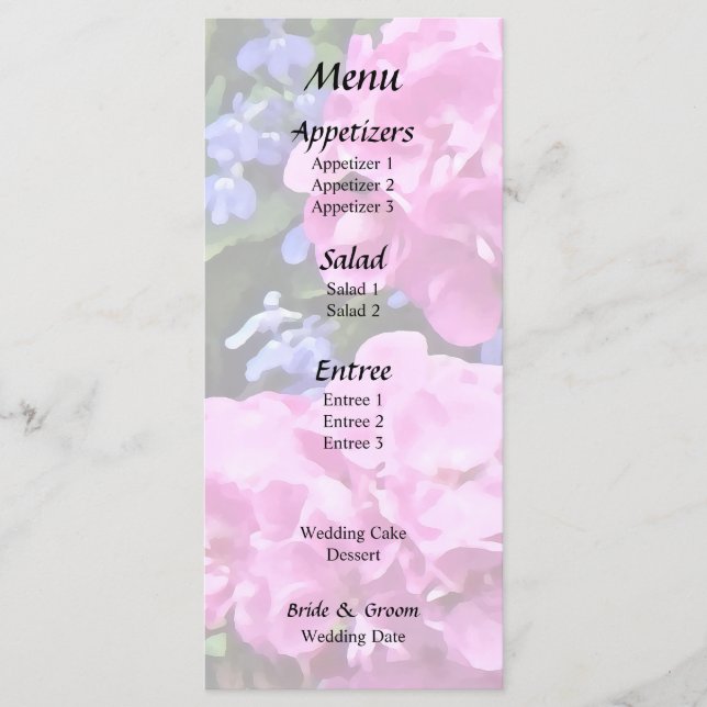 Menú Geranios y Vinca (Anverso)