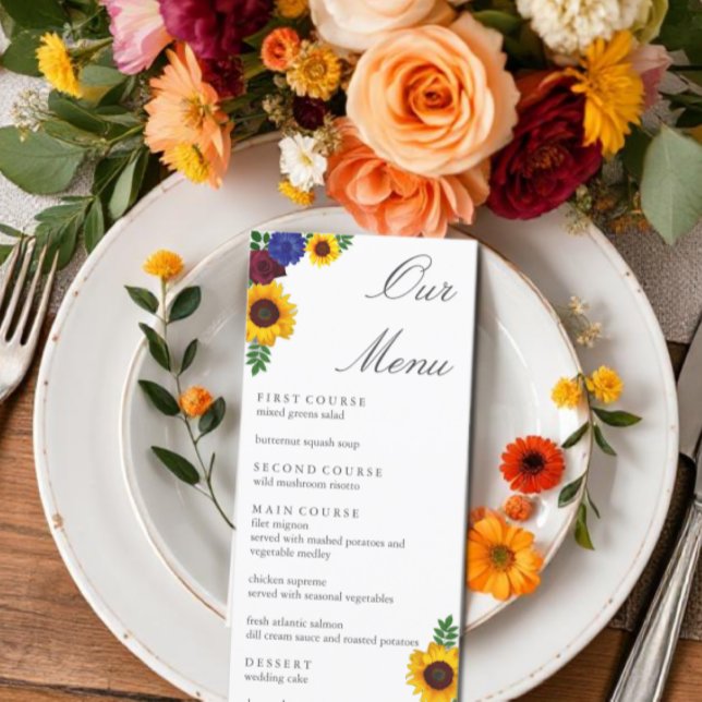 Menú Girasol Rosa Floral Boda (Subido por el creador)