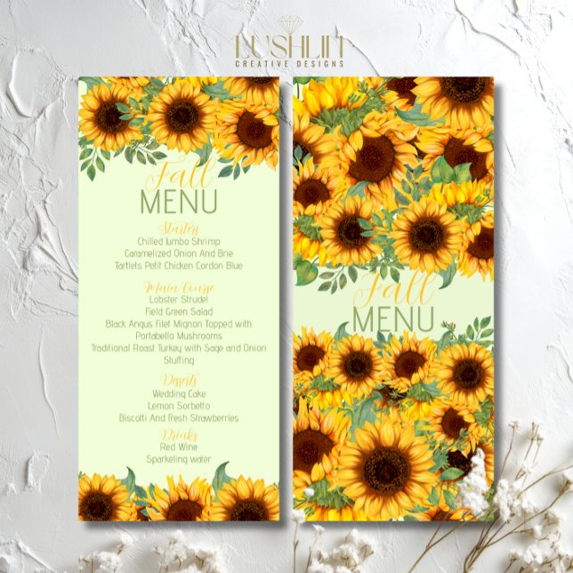 Menú Girasol Rústico Floral Amarillo (Subido por el creador)
