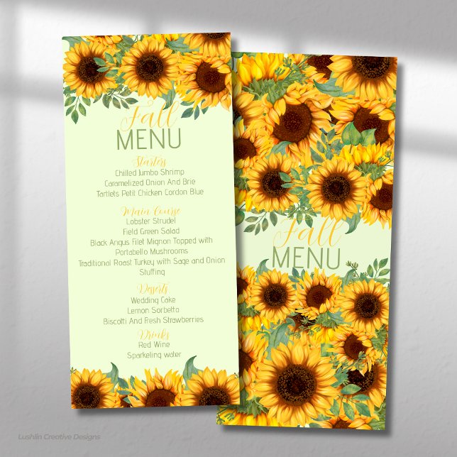 Menú Girasol Rústico Floral Amarillo (Subido por el creador)