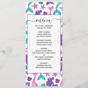 Menú Girly Watercolor Mermaids Cuenta Patrón De Las Est