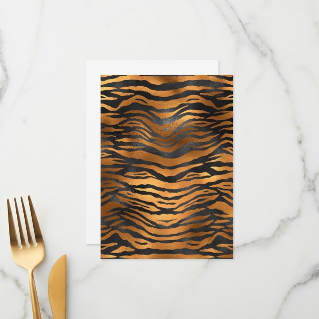 Menú Glamorous Black Brown Tiger Stripes Animal Print (Anverso/Reverso In Situ)