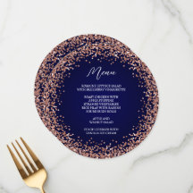 Glitter de Rosa Dorado Circular Ombre Azul Marino