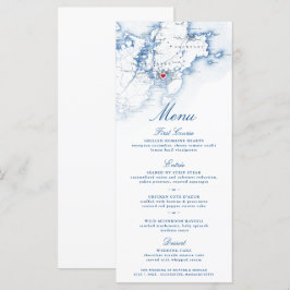 Menú Gloucester Cape Ann Map Elegant Script de la Marin
