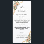 Menú Gold yellow florals ribbon dinner wedding<br><div class="desc">Elegant Floral Dinner Menu for Birthday, Wedding or Special Events Create a beautiful and coordinated table setting with this elegant floral dinner menu. Featuring soft peach and ivory tones with delicate watercolor flowers and greenery, this menu design perfectly matches the invitation suite for a refined and stylish celebration. Ideal for...</div>