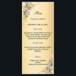 Menú Gold yellow florals ribbon  wedding anniversary<br><div class="desc">Elegant Floral Dinner Menu for Birthday, Wedding or Special Events Create a beautiful and coordinated table setting with this elegant golden floral dinner menu. Featuring soft peach and ivory tones with delicate watercolor flowers and greenery, this menu design perfectly matches the invitation suite for a refined and stylish celebration. Ideal...</div>