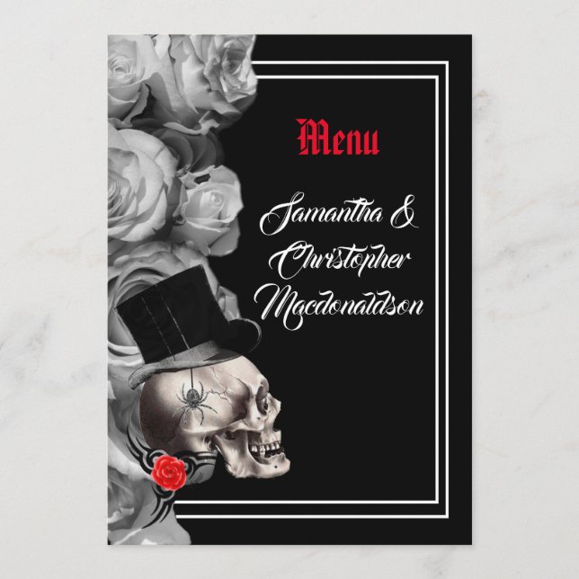 Menú gótico, biker o rock negro boda (Anverso)