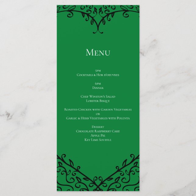 Menú Gótico Corazón-Plano Verde y Negro (Anverso)