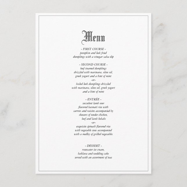 Menú Gótico Elegante Para Cenar Con Frontera (Anverso)