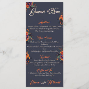 Menú gourmet simple Elegante Gótico Floral de Crán